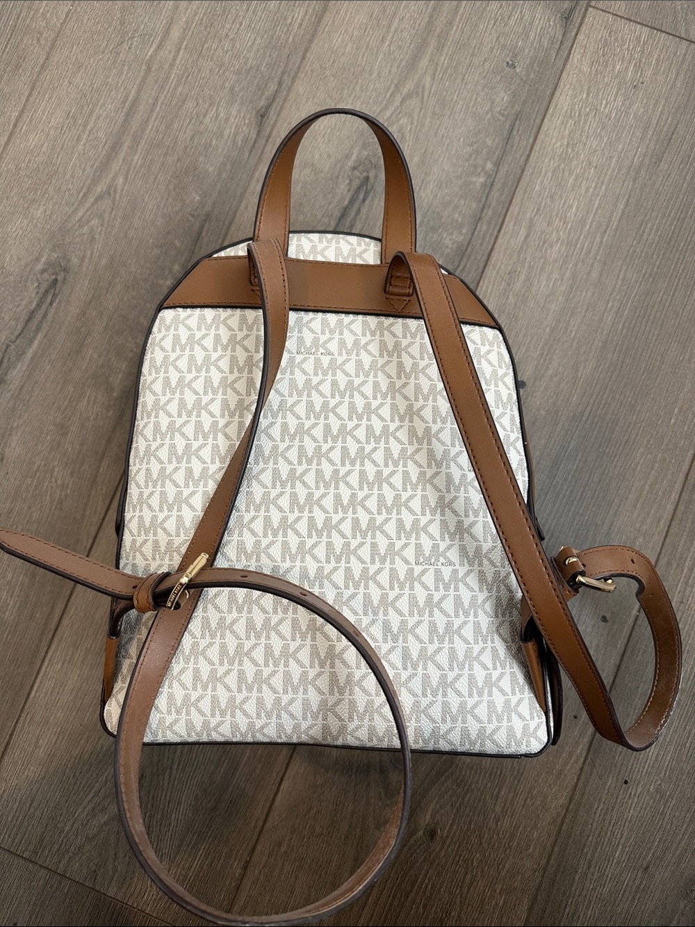 Michael Kors Cream & Brown Signature Small Backpack - Picture 5 of 5
